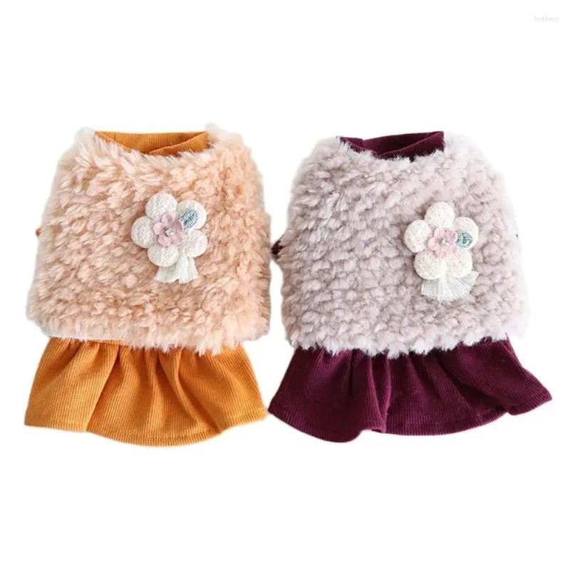 Hondenkledinghonden en katten kleding Vest Twee delige imitatie bont ontwerp Pet Puppy rok herfst/winterkleding Outfit 5 maten 2 kleur