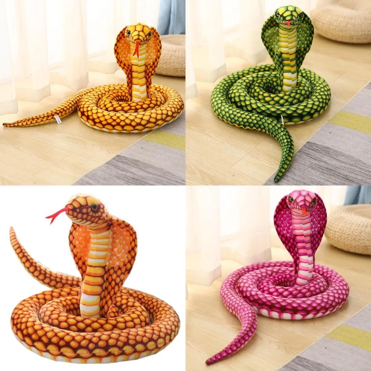 Boneca simulada de brinquedos de cabine cobra com três cores para escolher, uma peça para atacado e vários estilos