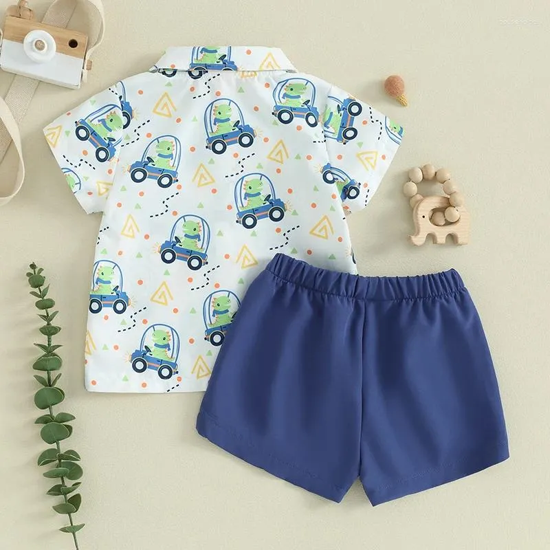 Set di abbigliamento da 2 pezzi per bambini piccoli ragazzi estate outfit neonati a maniche corta stampare abbottini giù pantaloncini casual