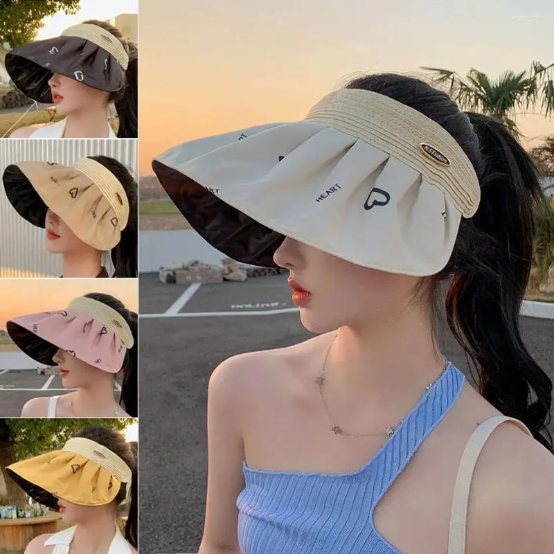 Chapéus largos da borda Anti UV Sun Fashion Breathable Big Eaves Top Cap Top Cap Hat Straw Chap