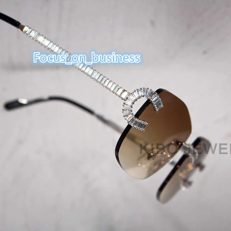 Nuovo design Design Baguette in metallo personalizzato Tagliata Moissanite occhiali hip hop diamanti
