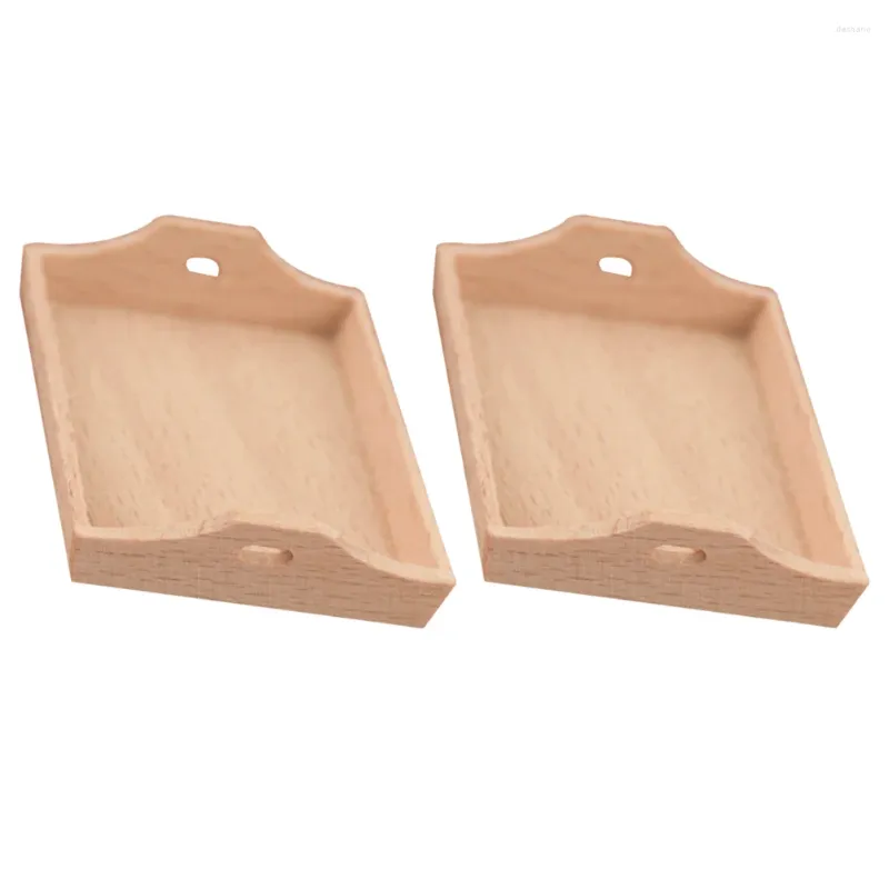 Decoratieve beeldjes 2 pc's Dinerplaat Tray Ornamenten Modellen Miniture Meubels Beech Small Decor