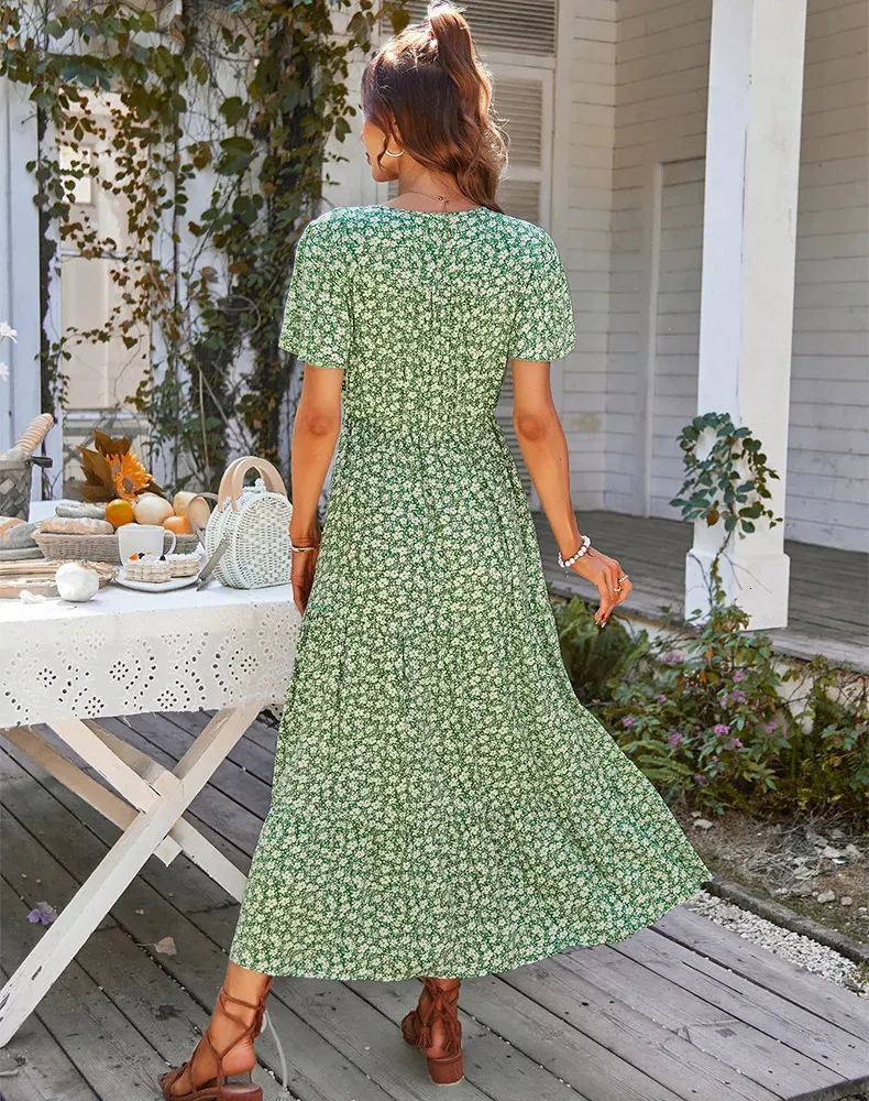 Vintage Floral Print Summer Dress for Women - Loose Fit, Casual Button Closure, Bohemian Beach sundress Robe Vestidos for Ladies (240329) Vintage Floral Print Summer Dress for Women - Loose Fit, Casual Button Closure, Bohemian Beach sundress Robe Vestidos for Ladies (240329)