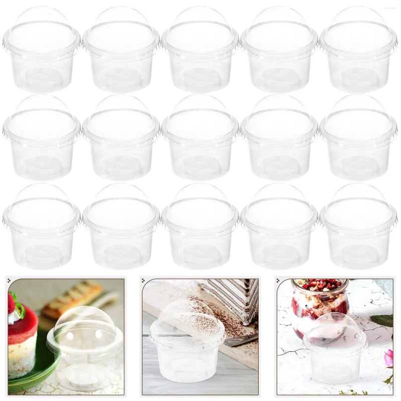 Paignes jetables Paies 100pcs Dessert avec couvercles Poudding Plastic pour soupe Sundaes Ice Cream