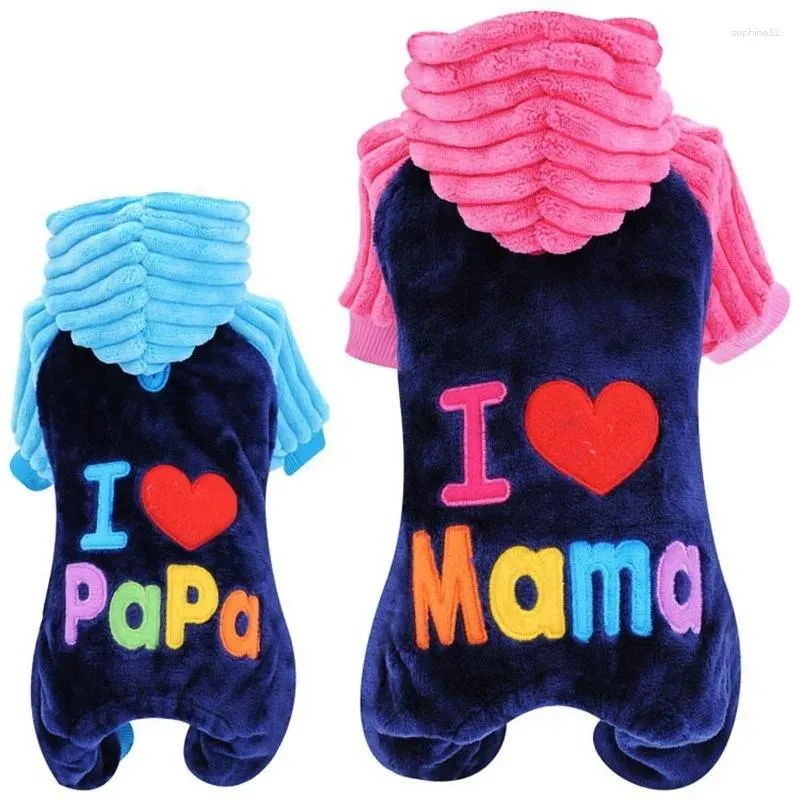 Couche de vêtements pour chiens charmant j'adore les vêtements de vêtements pour animaux de compagnie papa et maman pour de petites vestes de gros manteau