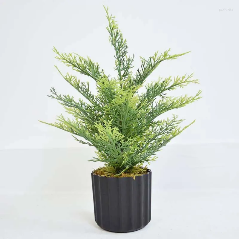 Dekorativa blommor konstgjorda tallnålar cypress växter kruka bonsai juldekorationer plockning