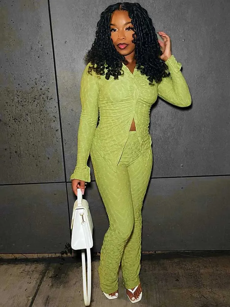 Tute Da Donna Elegante Autunno Pezzi Set Camicetta Lunga Con