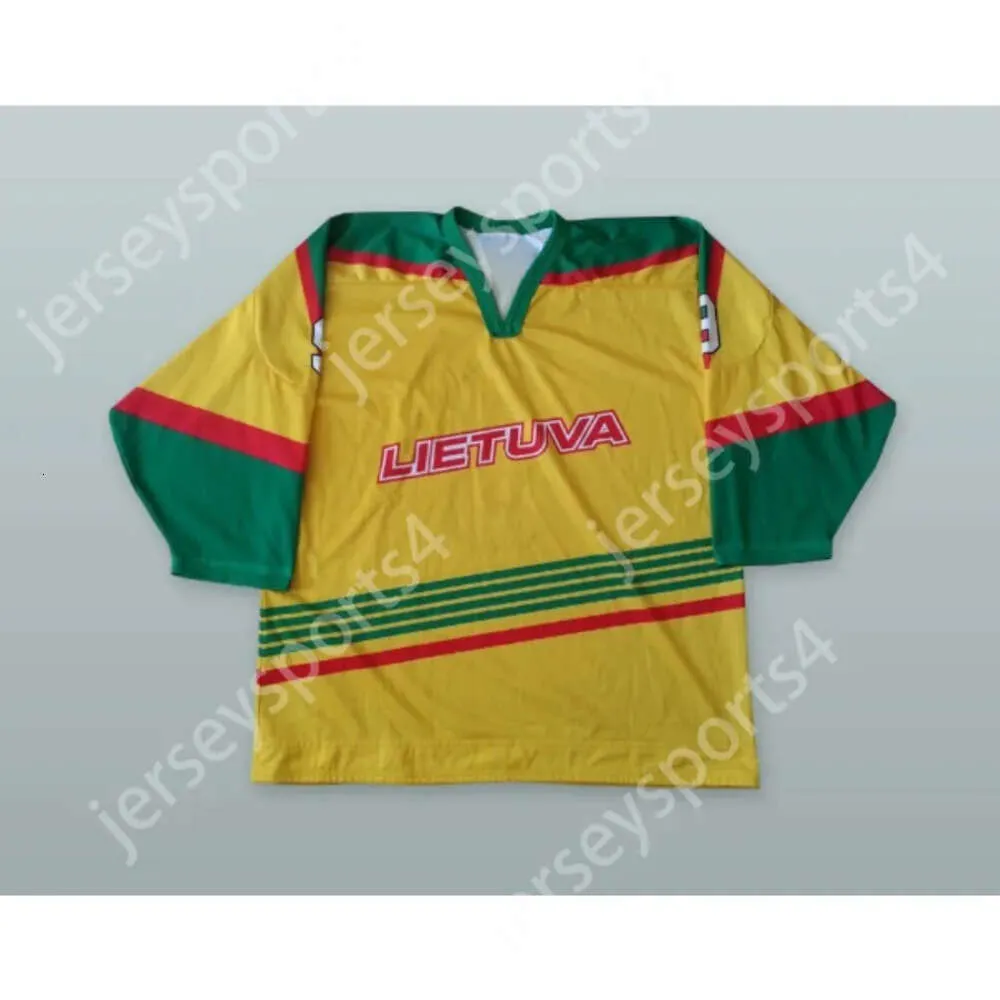 GDSIR LIETUVA LITHUANIA Jersey de hóquei amarelo New Top Ed S-M-L-XL-XXL-3XL-4xl-5xl-6xl