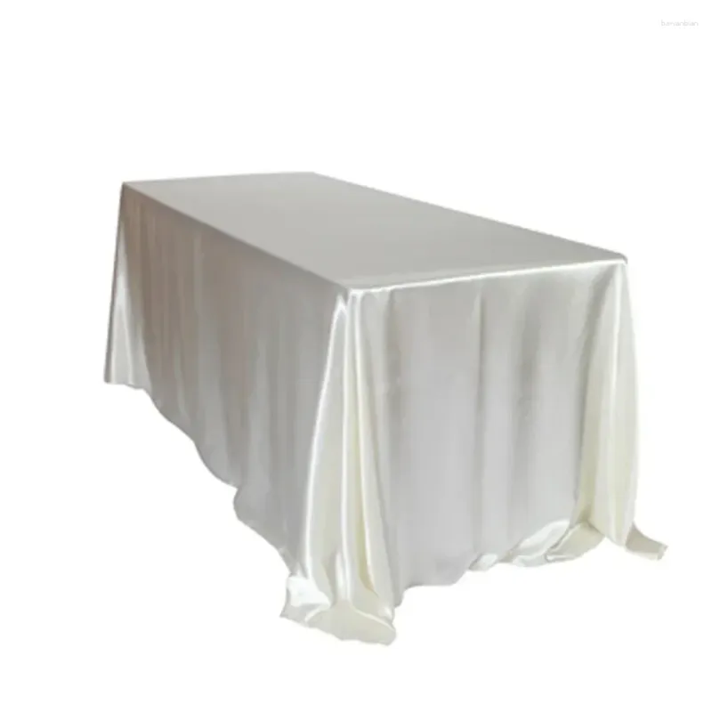 طاولة قطعة قماش أسود أبيض زفاف ساتان مائدة مستطيل لمستطيل الحفلات الحفلات الحفلات.