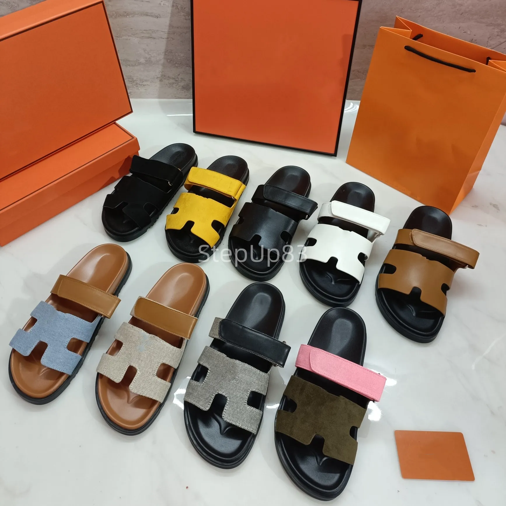 Dia's mannen dames chypre lederen sandalen luxe suède lederen slippers maat eu35-42 naturel designer slippers cuir zomer sandles schoenen klassiek strand