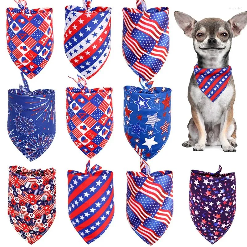 Hundkläder 5st blandad färg självständighetsdag halsduk haklappar triangel för bandana mode båge husdjur leveranser katttillbehör