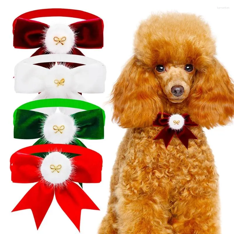 Hundkläder 5st blandad färg jul slips söt bowtie bulk tillbehör mode bow husdjur leveranser