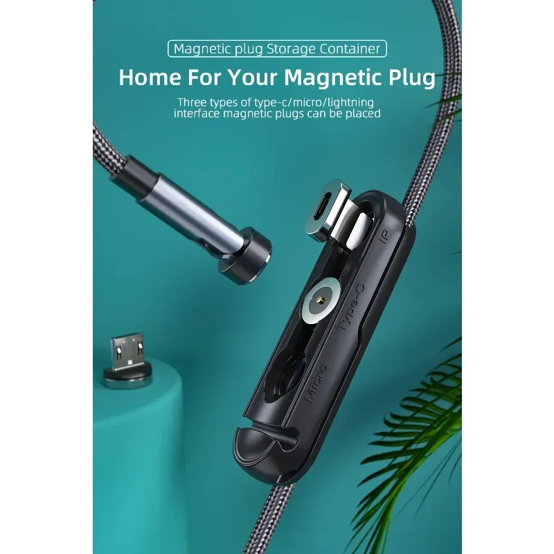 2024 Boîte de stockage portable de la bougie magnétique pour iPhone Micro USB Type C Magnet Chagrer Adapter Connector Cable Organizer