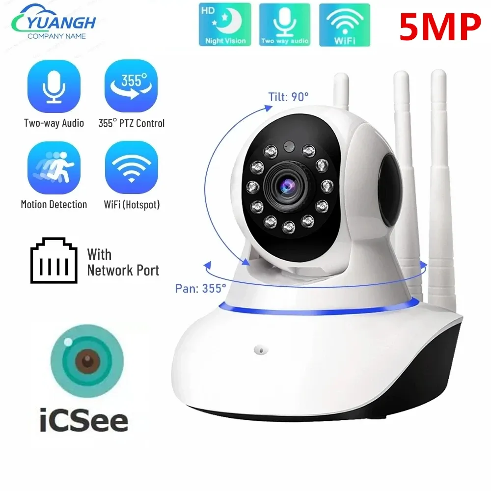 Telecamere 5mp ICSEE Smart Home Wifi Camera IP Sorveglianza wireless Sorveglianza a due vie CCTV BASCHI Monitora