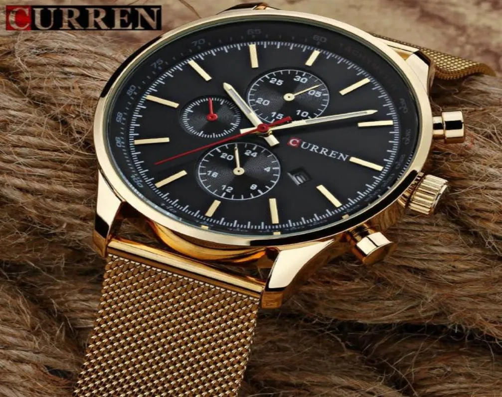 Curren Men Gold Quartz Watches Men Fashion décontractée Top Brand Luxury Wrist Montres Corloge Male Relogie Masculino Roloj Hombre 82271516770134
