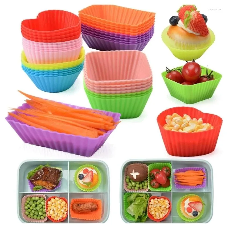 Baking Moulds H7EA 40Pcs Silicone Bakings Cups Muffins Cake Molds Easy To Clean