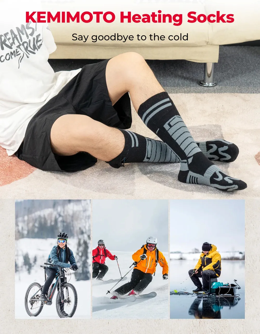 Chaussettes Chauffantes électriques Avec Batterie 3000 MAh – Contrôle Par App, 4 Niveaux De Température – Pour Homme, Femme, Randonnée, Ski