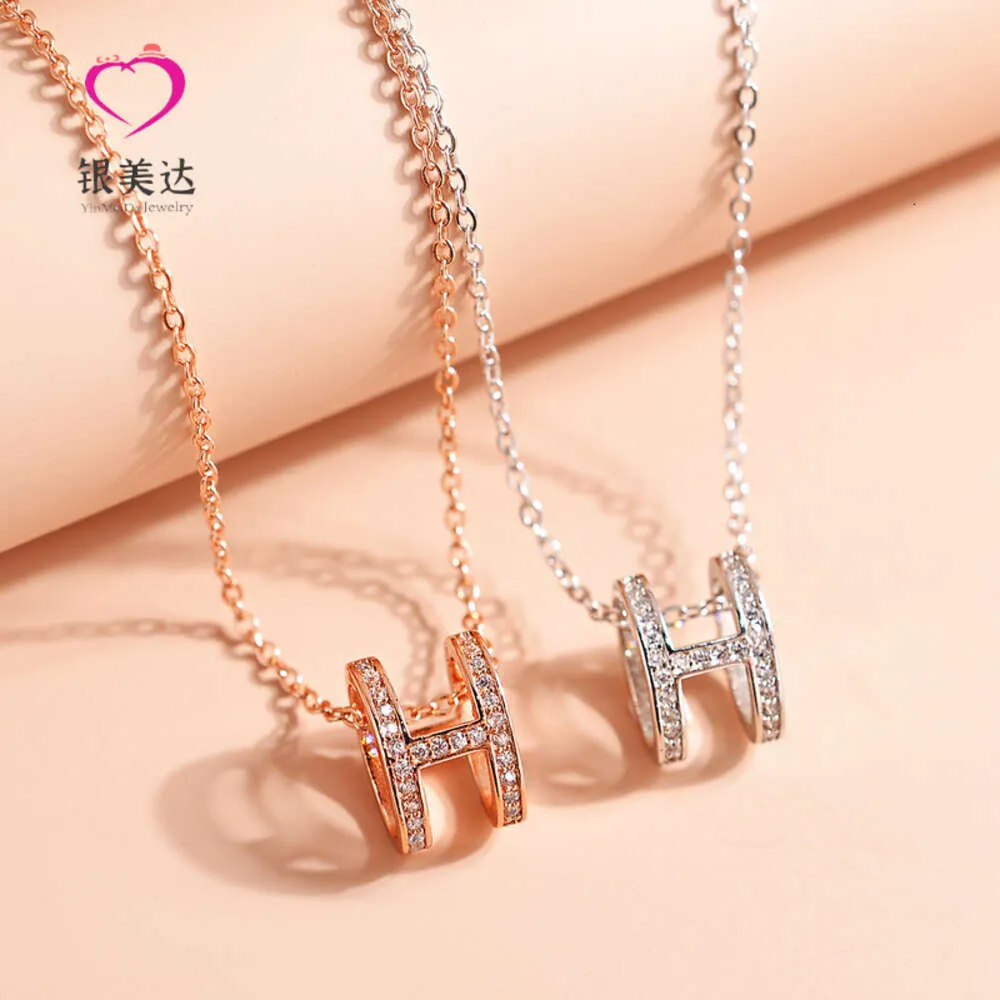 قلادة H-LETTER للسيدات مع قلادة مجوهرات سلسلة ذوي الياقات الزركون الماس