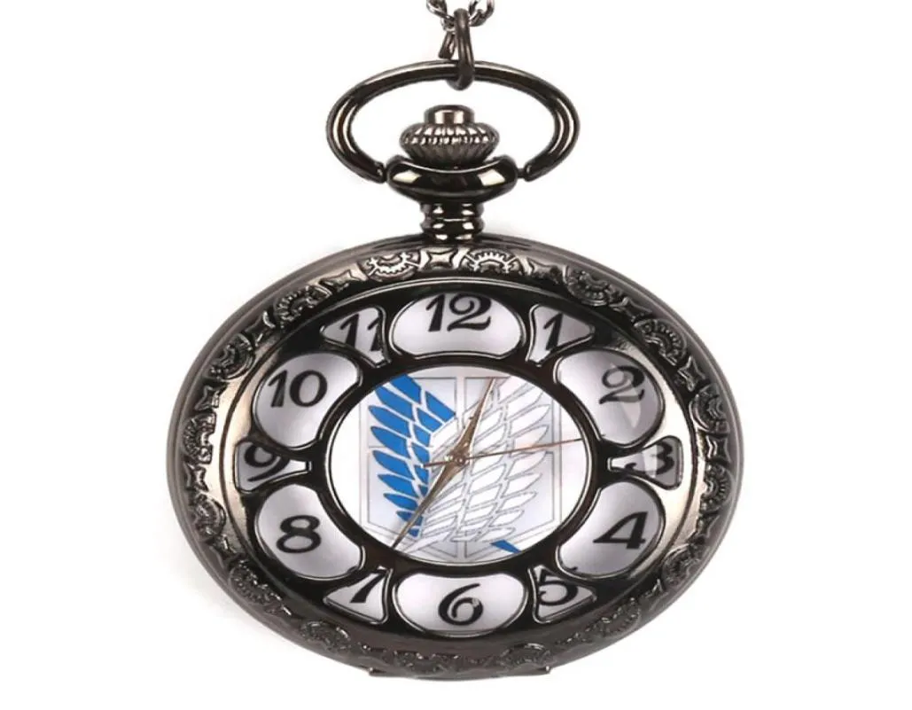 Attaque noire classique antique sur Titan Pocket Watch Vine Quartz Montres militaires analogiques avec collier Gift Reloj de Bolsil7354881