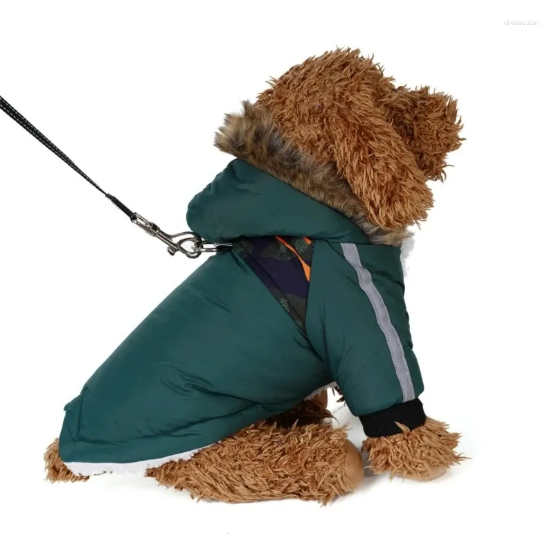 Dog Apparel Windproof Jumpsuits With Leash Hook Cat Warm Coat Thick Liner Puppy Jackets