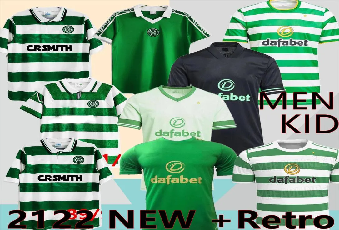 2021 2022 Celtic Futbol Formaları Retro Gömlek Edouard Brown Duffy Christie 88 87 89 91 Futbol Erkekleri Çocuk Kit üniforma 6488575