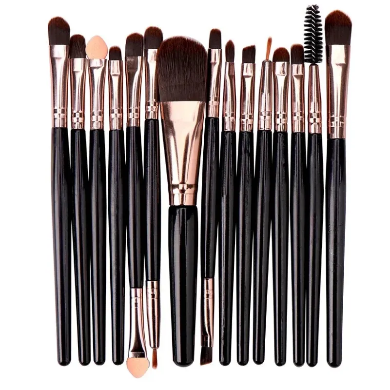 15Pcs Makeup Brushes Set Professional Plastic Handle Soft Synthetic Hair Powder Foundation Eyeshadow Make Up Brushes CosmeticsSoft Synthetic Hair Makeup Brushes