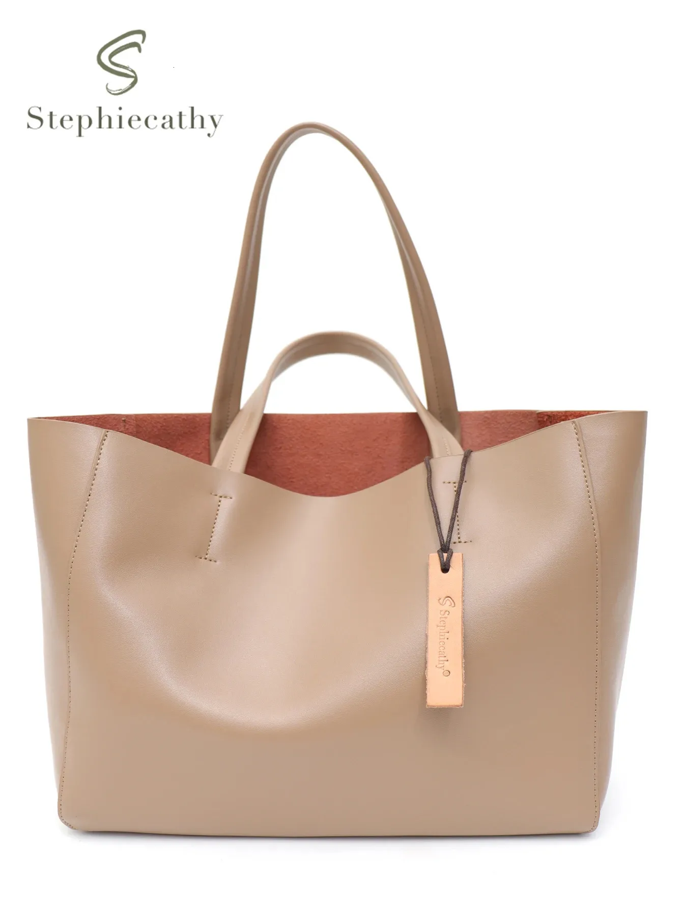 SC Femmes Classic Tote en cuir réel Sac à bandoulière de grande capacité pour les ordinateurs portables Sacs à main de style décontracté avec sac à main 240329