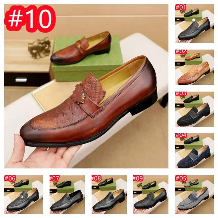 10 Modell Mäns loafers skor lyxdesigner män mockasins fransade formella affärer läder mens casual sko patent leathe brittisk stil storlek US 6.5-12