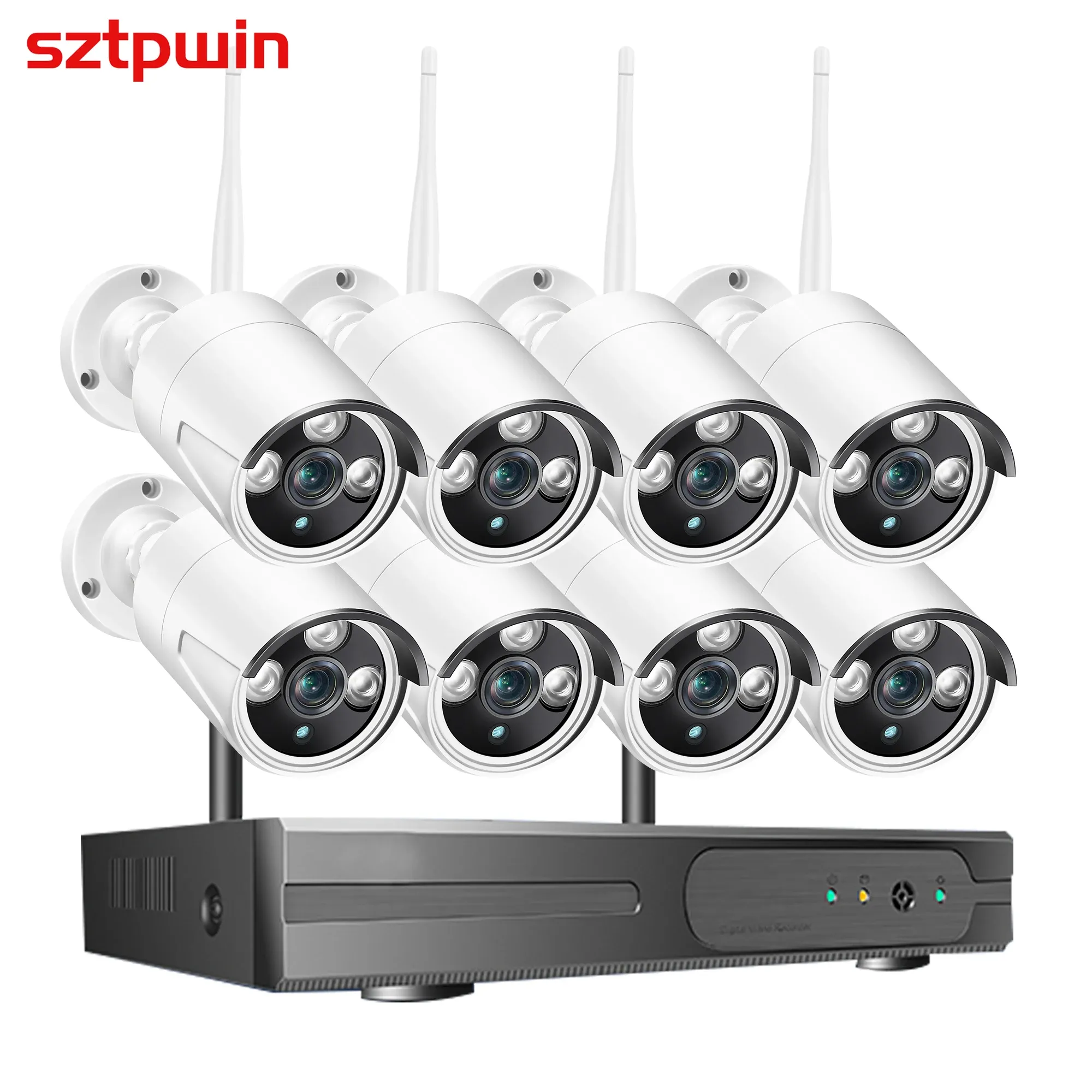 System 8ch 3.0MP HD Audio Wireless NVR Kit P2P 1080P inomhus utomhus IR Night Vision Security 6ch 3MP Network IP Camera WiFi CCTV System