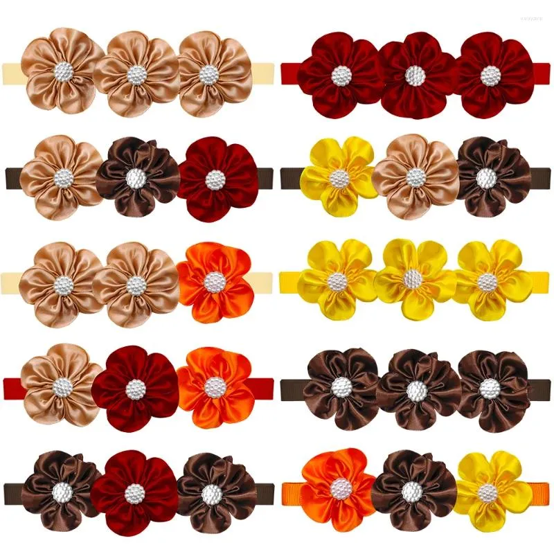 Abbigliamento per cani 60pcs Fall Wow Tie Flower Pet Collar Ringraziamento Accessori per cani piccoli gatti Bowties Products