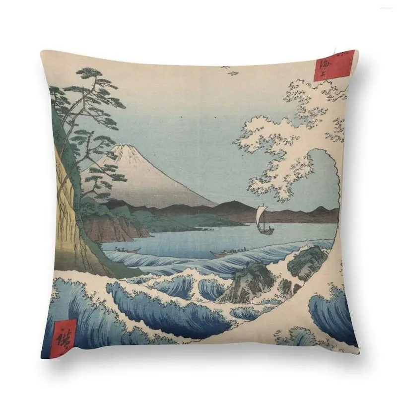 Pillow Ando Hiroshige - Sea a Satta nella provincia di Suruga, lancio di copertura di lusso