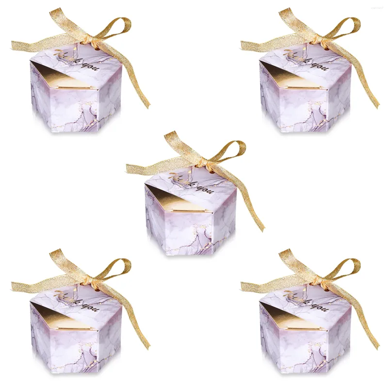 Gift Wrap 50pcs Marble Wedding Candy Boxes Purple Favors Gifts For Guest Party Supplies With Ribbons Thank You