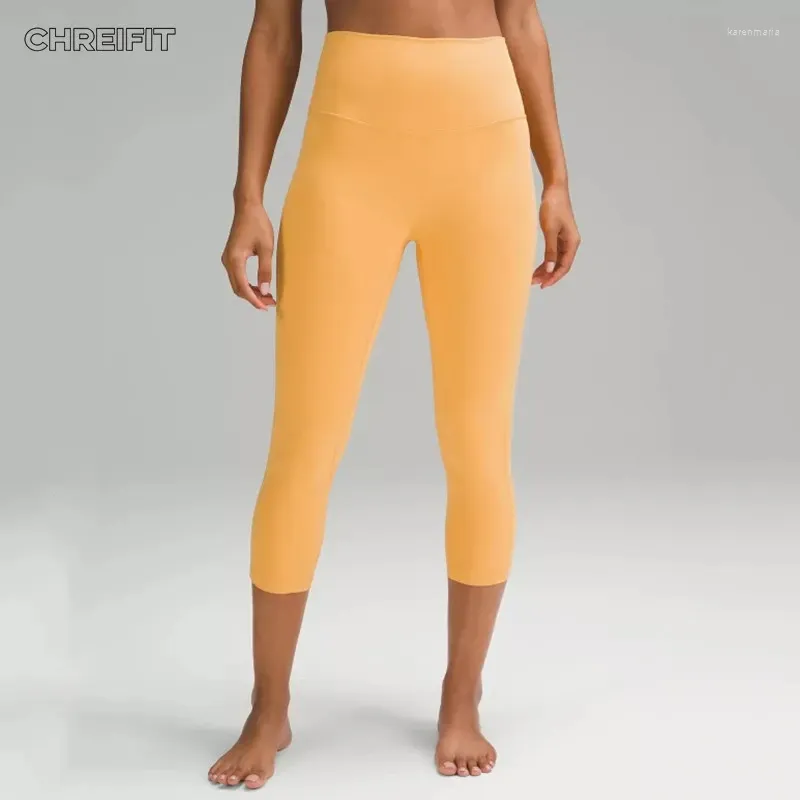 Pantaloni attivi in palestra abiti da donna allineate colture grattacieli da 21 "leggings da yoga nascosto tasca di cinta che corre stretta pilates