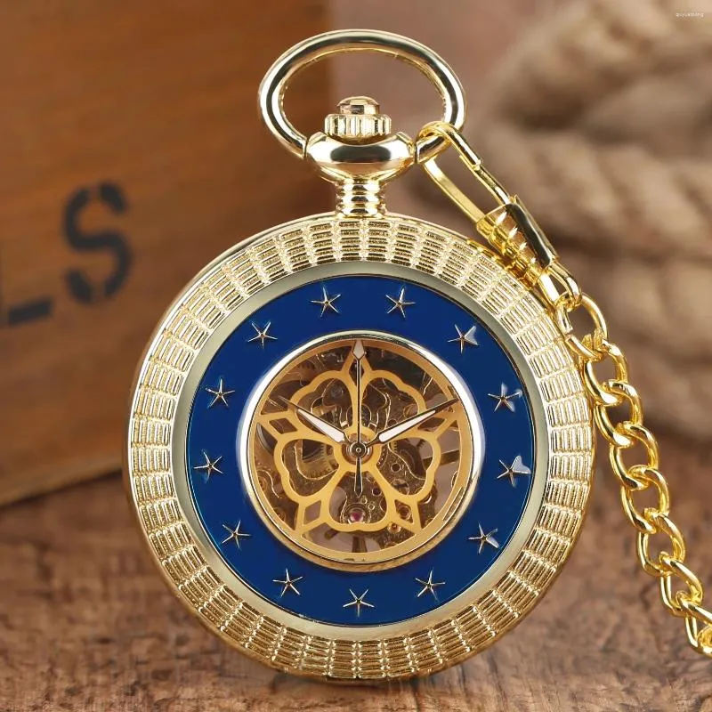 Карманные часы винтажные золотые механические часы с ручной намоткой мужчины цепные подвесные часы Ручные часы ретро -подарочные часы