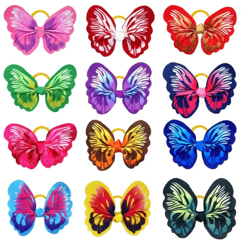 Dog Apparel 50/100/200pcs Hair Accessories Butterfly Design Pet Bows Rubber Bands Grooming Products Fashion Supplies