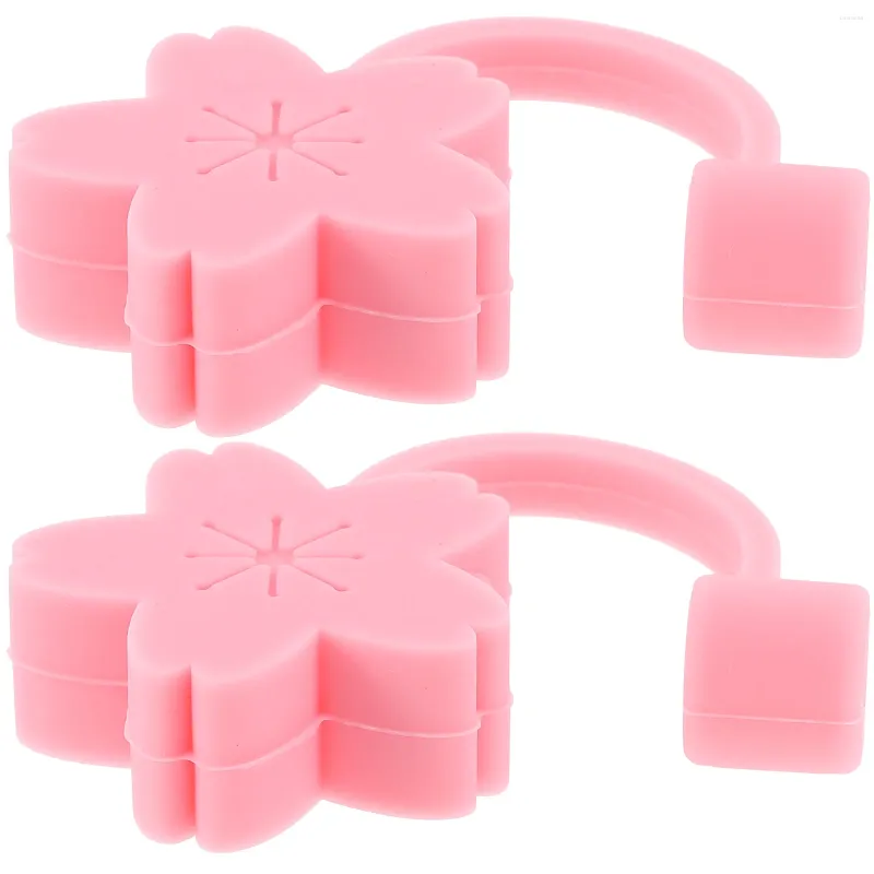 Copas descartáveis palhas 2 pcs preguiçosa pó de pó de palha de pó de aço inoxidável garrafas de água de silicone protetor adorável dicas cubra sílica gel