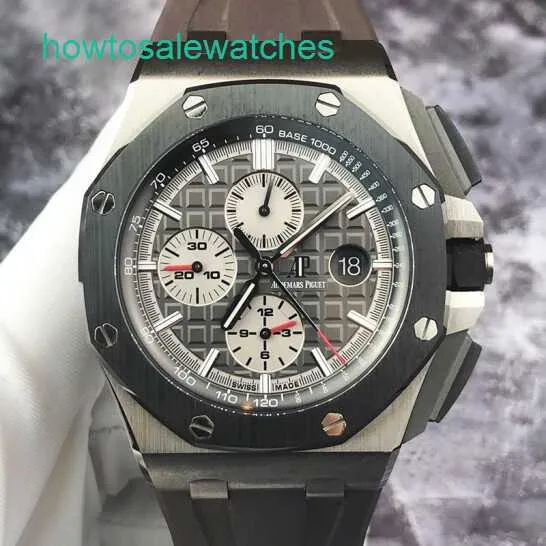 Luxury AP Wrist Watch Royal Oak Offshore Series 26400io Titanium Black Ceramic Ring Mens Watch Automatic 44mm Single Watch