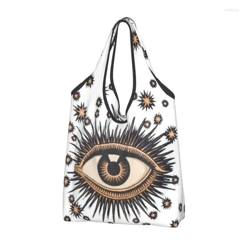 Storage Bags Turkish Evil Eye Groceries Shopping Tote Women Cute Nazar Amulet Pattern Boho Shopper Shoulder Bag Big Capacity Handbags