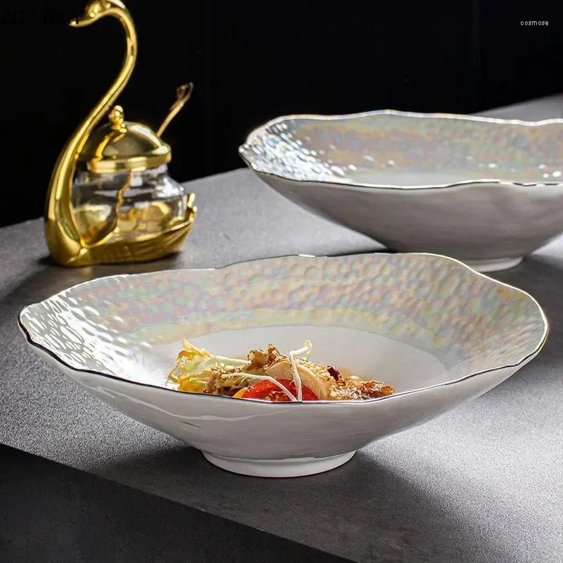 Bowls Irregular Ceramic Lotus Leaf Bowl Creative Thick Soup Salad Pasta Snack Restaurant Specialty Tableware