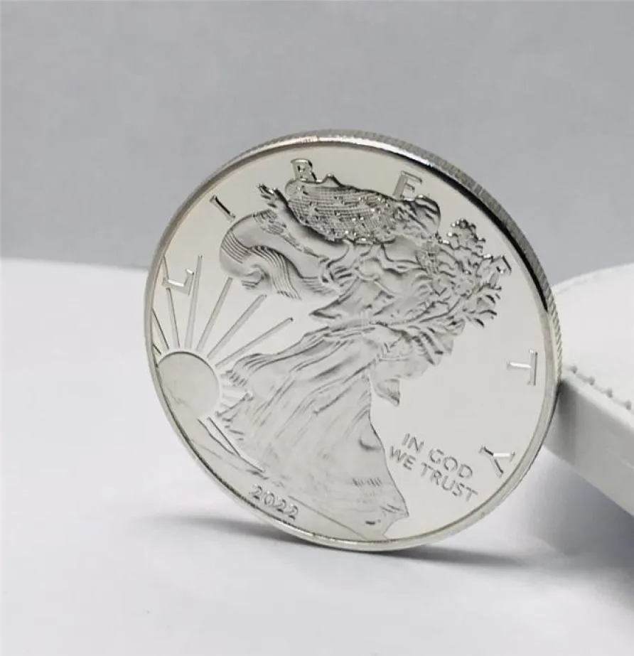 10 Pcs Non Magneitc 2022 American Eagle Metal Craft dom Silver Plated 1 OZ Collectible Home Decoration Art Commorative Coin1017232