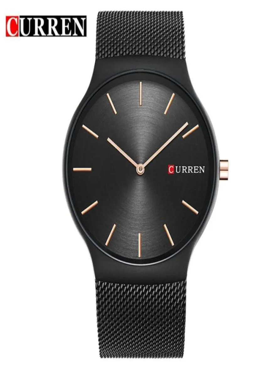 Curren Brand Luxury Mens Quartz Watch Men Men imperméable Ultra Thin Analog Watchs Male Fashion Sports Black Relogie Masculino 82562297683815