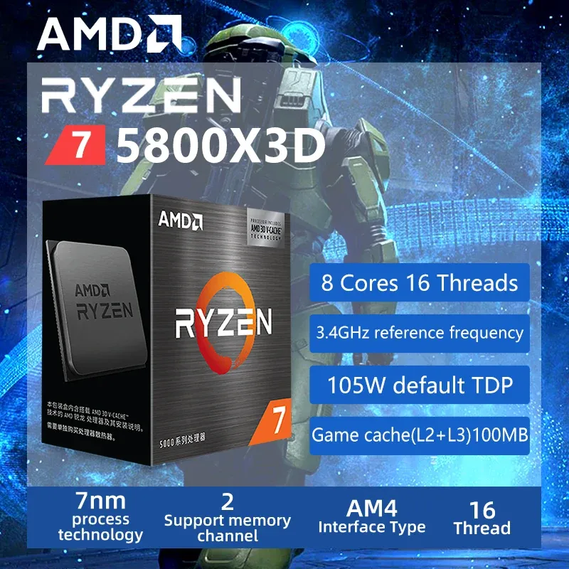 CPUs Amd Ryzen 7 5800x3d R7 5800x3d 3.4 Ghz 8core 16thread Cpu Processor 7nm L3=96m 100000000651 Socket Am4 Sealed But Without Fan