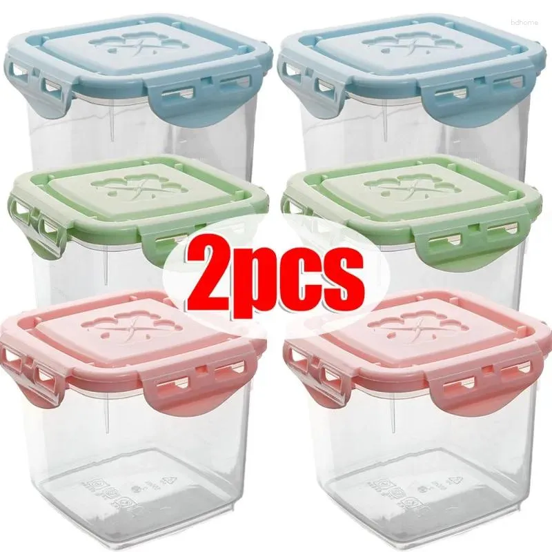 Förvaringsflaskor 2/1 st mat färskt kabelbox transparent pp återanvändbara efterrätt lådor med lock hem kök frukt grönsak färskt