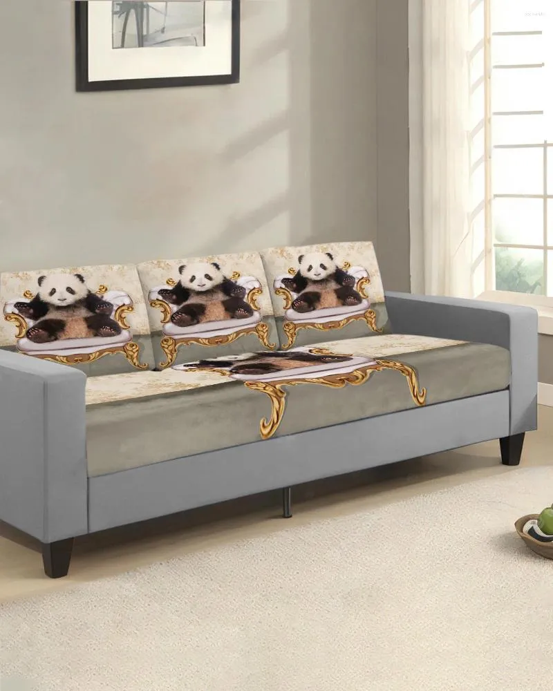 Krzesło obejmuje panda siedzącą na kanapie sofa retro sofa poduszka ochraniacza Ochraniacz rozciągnięcia wymienne elastyczne okniarki