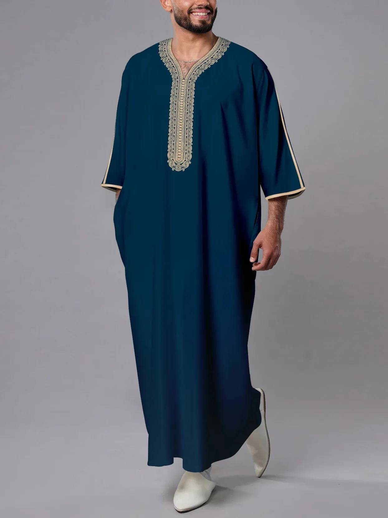 Hombre Abaya Thobe: Kaftan De Manga Larga Tradicional, Ropa