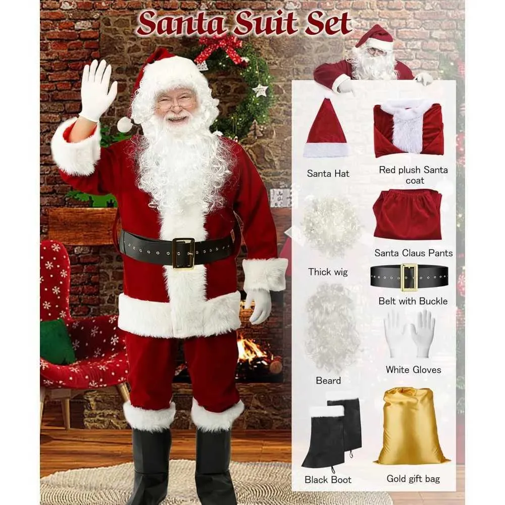 Xmas Suit Santa Claus Outfits For Ladies Adult Costume Set