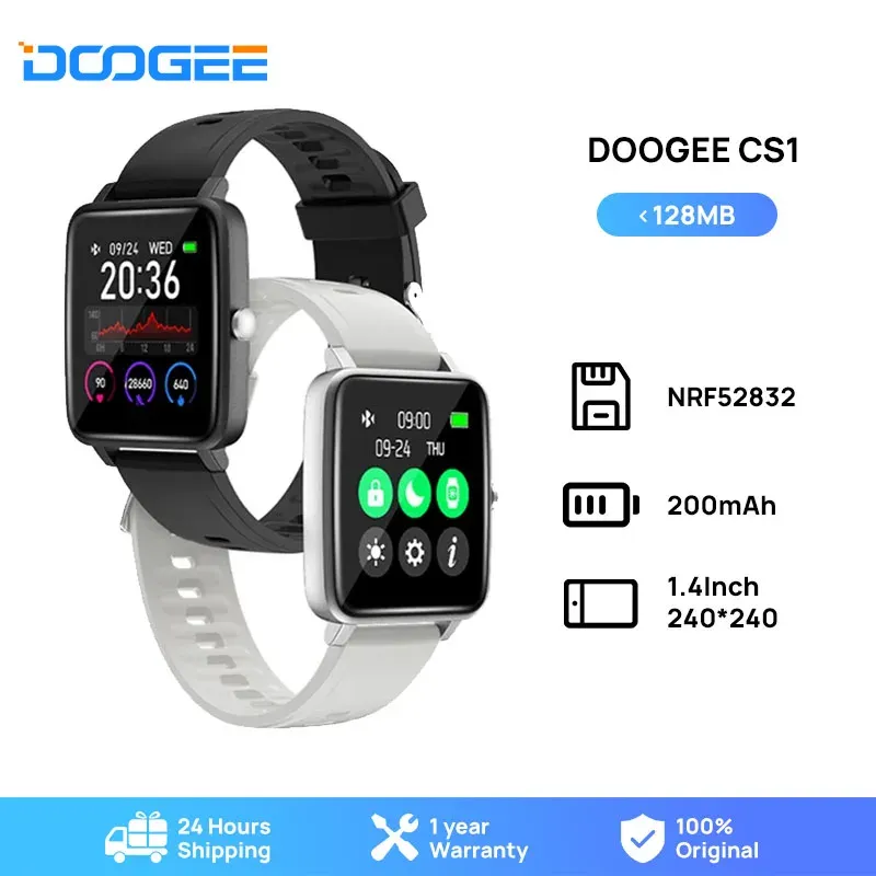 Montres Global Version Doogee CS1 Smart Watch Fitness Tracker Smartwatch IP68 Immasé moniteur de fréquence cardiaque en temps réel 12 Modes sportifs