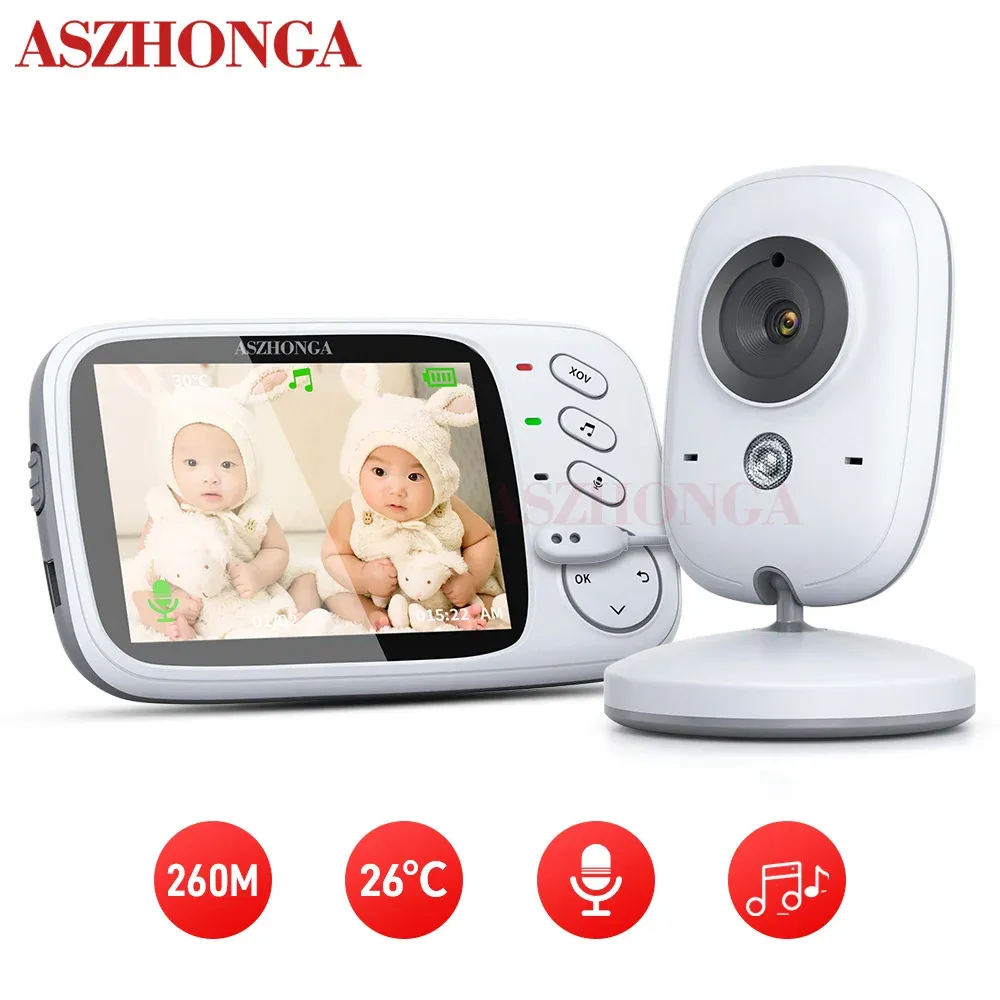 Monitora aszhonga vídeo monitor de bebê 2.4g sem fio 3,2 polegadas LCD 2 Ways Audio Talk Night Vision Visionnce Security Camera Babsitter