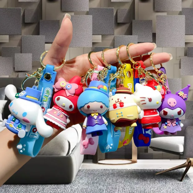 Новый стиль милый Melo tikkulomi kt Подвесная фигура Cartoon Car Care Care Key Chain Accessy Suck Sant маленький подарок