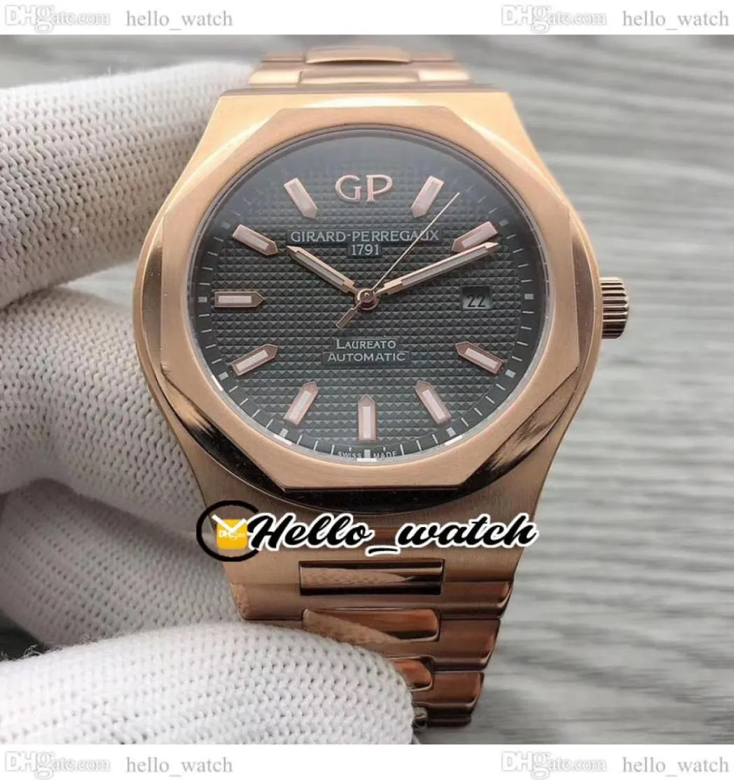 42 -мм GP Laureato L39 Miyota Automatic Mens Watch 810105231181CM Black Dial Brose Gold Broslet New Watches5218891